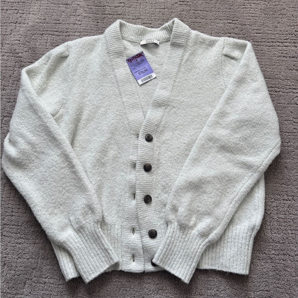 AYR Cozy White Cardigan Sweater